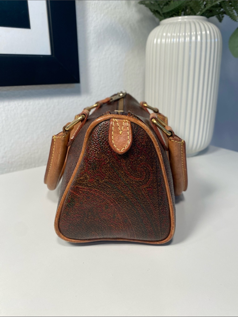 Vintage 1993 ETRO Milano Red Paisley Mini Boston 20 Bag - Picture 8 of 16
